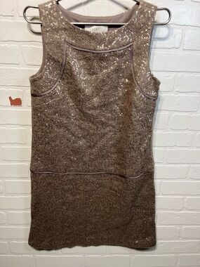 LOFT Taupe Sequin Shift Dress